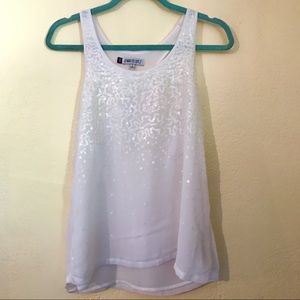 Jennifer Lopez White Sequin Racerback Tank Top